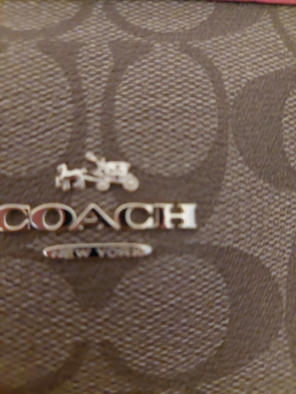 Coach Signature Tote Khaki with Pink Trim Gold Hardware - Picture 10 of 11